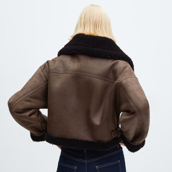 Mango Brown and Black Shearling Jacket - Picture 2 of 9